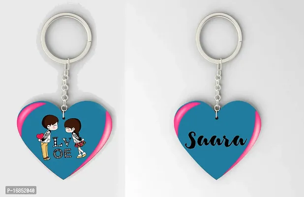 Saara  Name Beautiful Heart Shape Arclic Wood Keychain Best Gifts for Your Special/Grils Friend/Boy Friend/Husband/Wife/Boss(Pack Of 2)