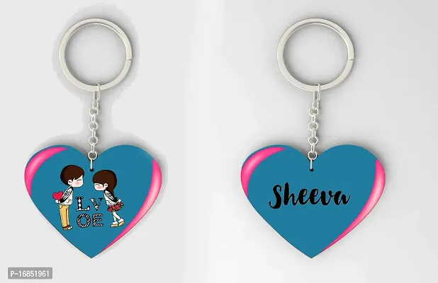 Sheeva Name Beautiful Heart Shape Arclic Wood Keychain Best Gifts for Your Special/Grils Friend/Boy Friend/Husband/Wife/Boss(Pack Of 2)