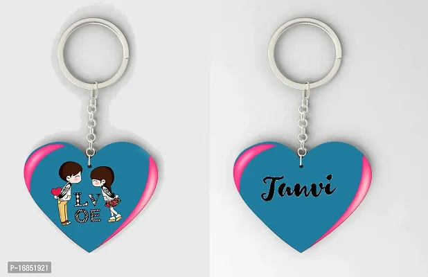 Tanvi Name Beautiful Heart Shape Arclic Wood Keychain Best Gifts for Your Special/Grils Friend/Boy Friend/Husband/Wife/Boss(Pack Of 2)