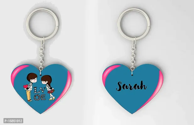 Sarah  Name Beautiful Heart Shape Arclic Wood Keychain Best Gifts for Your Special/Grils Friend/Boy Friend/Husband/Wife/Boss(Pack Of 2)