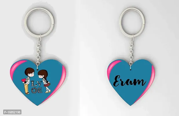 Eram  Name Beautiful Heart Shape Arclic Wood Keychain Best Gifts for Your Special/Grils Friend/Boy Friend/Husband/Wife/Boss(Pack Of 2)