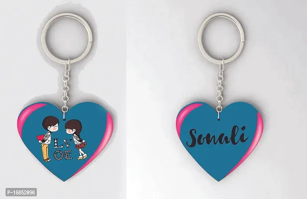 Sonali Name Beautiful Heart Shape Arclic Wood Keychain Best Gifts for Your Special/Grils Friend/Boy Friend/Husband/Wife/Boss(Pack Of 2)