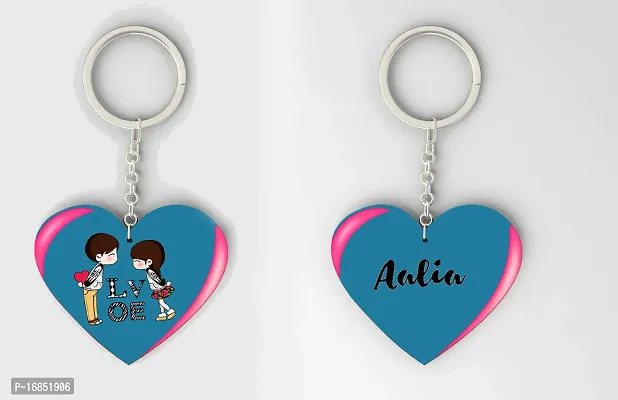 Aalia  Name Beautiful Heart Shape Arclic Wood Keychain Best Gifts for Your Special/Grils Friend/Boy Friend/Husband/Wife/Boss(Pack Of 2)