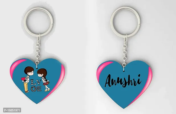 Anushri Name Beautiful Heart Shape Arclic Wood Keychain Best Gifts for Your Special/Grils Friend/Boy Friend/Husband/Wife/Boss(Pack Of 2)-thumb0