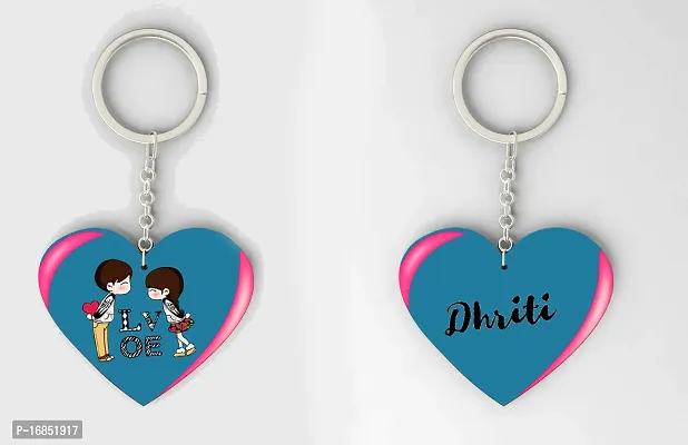 Dhriti Name Beautiful Heart Shape Arclic Wood Keychain Best Gifts for Your Special/Grils Friend/Boy Friend/Husband/Wife/Boss(Pack Of 2)-thumb0