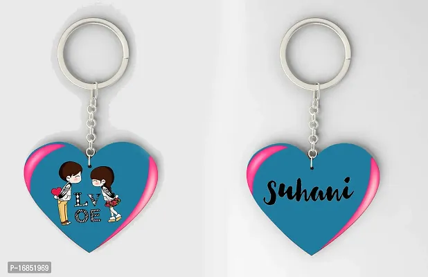 Suhani  Name Beautiful Heart Shape Arclic Wood Keychain Best Gifts for Your Special/Grils Friend/Boy Friend/Husband/Wife/Boss(Pack Of 2)