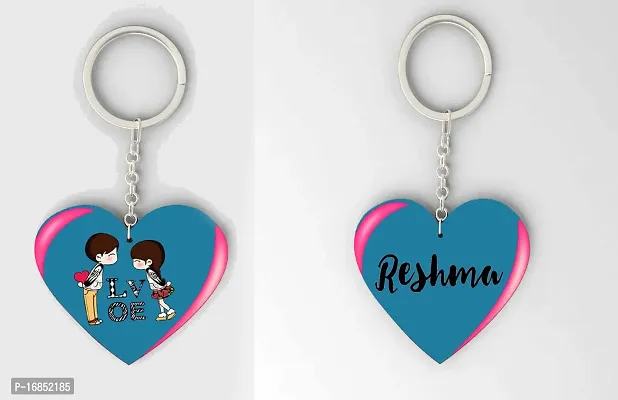 Reshma Name Beautiful Heart Shape Arclic Wood Keychain Best Gifts for Your Special/Grils Friend/Boy Friend/Husband/Wife/Boss(Pack Of 2)-thumb0