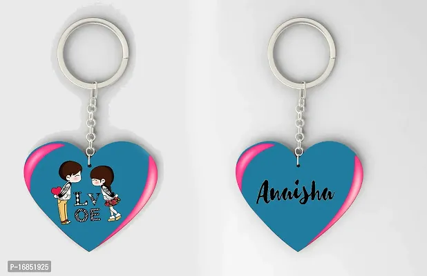 Anaisha Name Beautiful Heart Shape Arclic Wood Keychain Best Gifts for Your Special/Grils Friend/Boy Friend/Husband/Wife/Boss(Pack Of 2)