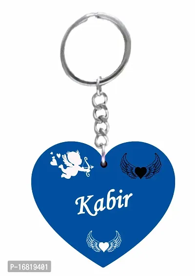 Kabir Name Beautiful Heart Shape Arclic Keychain Best Gifts for Your Special/Grils Friend/Boy Friend/Husband/Wife/Boss (Pack Of 1)