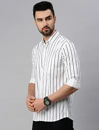 Stylish Regular Fit Striped Cotton  Long Sleeves Casual Shirt for Men-thumb3