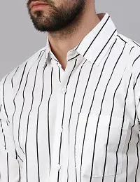 Stylish Regular Fit Striped Cotton  Long Sleeves Casual Shirt for Men-thumb1