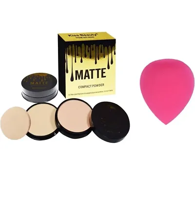 Kiss Beauty Beauty Combo of Matte Compact Powder  Sponge Puff set of 2  (1 Items in the set)