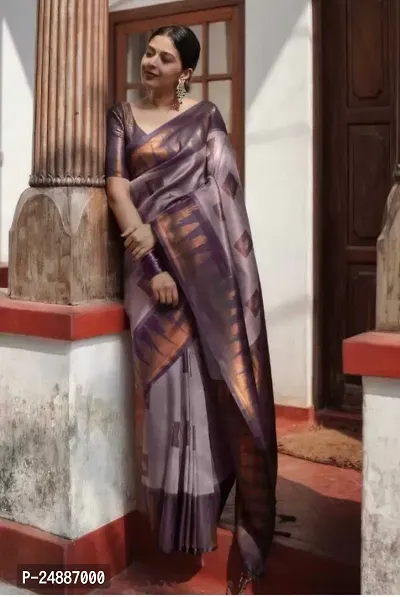 Classic Silk Blend Saree with Blouse piece For Women