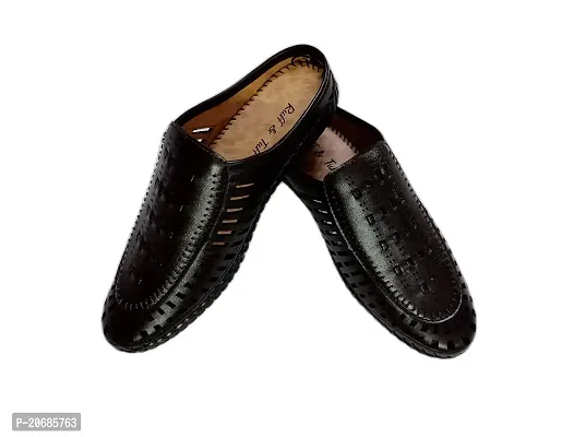 Shabdh Men's Flexible Back Open Slip On Loafers/Half Shoes/Cut Shoes/Open Juttis/Mojaris for Indoor  Outdoor Brown-thumb0
