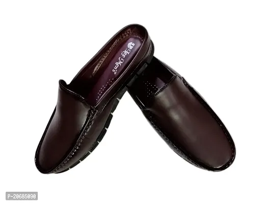 Shabdh Men's Back Open Slip On Loafers/Half Shoes/Cut Shoes/Open Juttis/Mojaris for Indoor  Outdoor Brown-thumb0