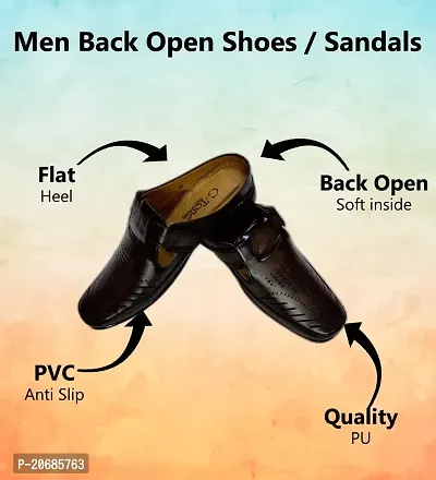 Shabdh Men's Flexible Back Open Slip On Loafers/Half Shoes/Cut Shoes/Open Juttis/Mojaris for Indoor  Outdoor Brown-thumb4