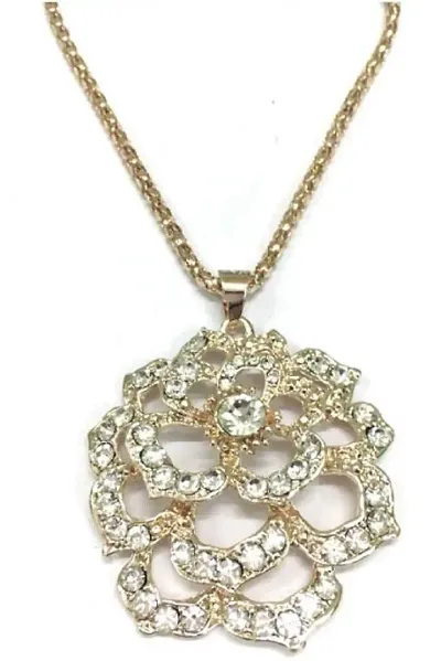 Zaffre Layered Flower Long Chain Alloy Chain