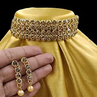 ZaffreCollections Golden Crystal Choker Set for Women and Girls (ZCCH0201)-thumb4