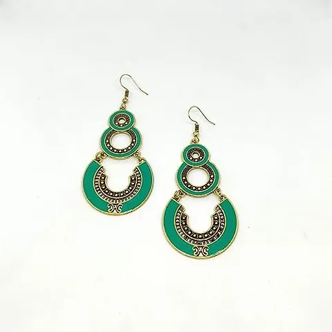 Zaffre Plated oxidised Fancy Wear Long Earrings for Girls and Women