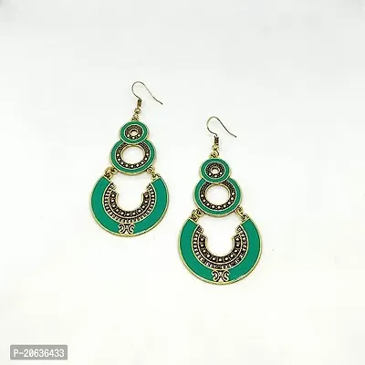 Zaffre Golden Plated oxidised Fancy Wear Long Earrings for Girls and Women-thumb0