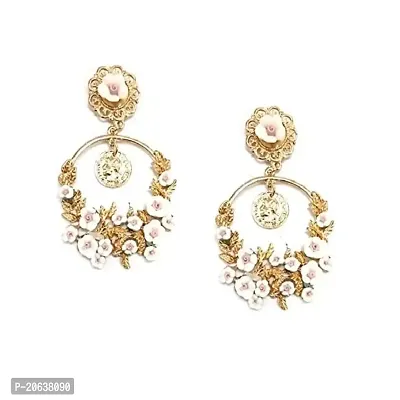 Zaffre Claudia White Danglers Alloy Dangle Earring-thumb0