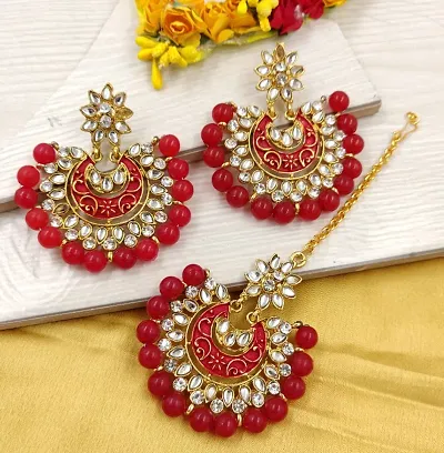 American Diamond Studded Glass Beads Jewellery Set