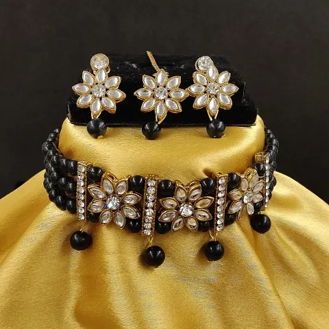 Trendy Designer Alloy Kundan Choker Jewellery Set