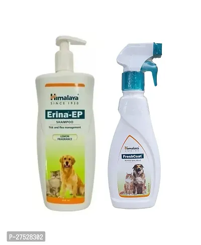 HIMALAYA FRESH COAT SPRAY FOR WATER FREE BATH  200ML WITH ERINA EP SHAMPOO FOR DOG AND CATS 450ML