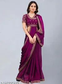 Beautiful Purple Vichitra Silk Self Pattern Women Saree with Blouse piece-thumb1