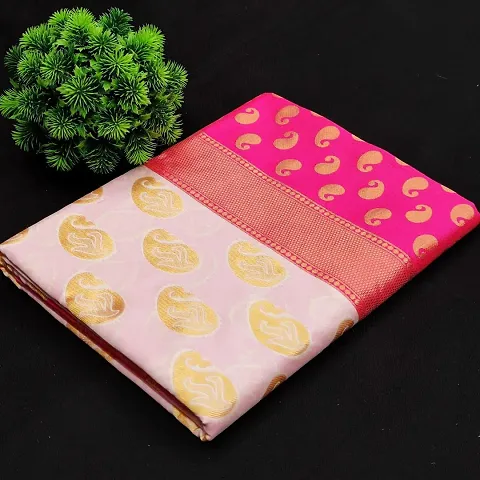 Beautiful Kanjeevaram Silk Self Pattern Women Saree with Blouse piece