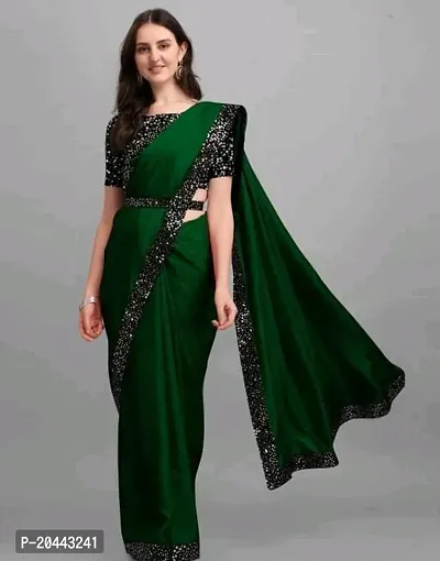 Beautiful Green Vichitra Silk Embellished Women Saree with Blouse piece-thumb0