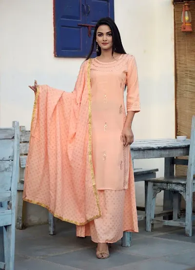 Beautiful Gotta patti Kurti Plazzo set with Dupatta