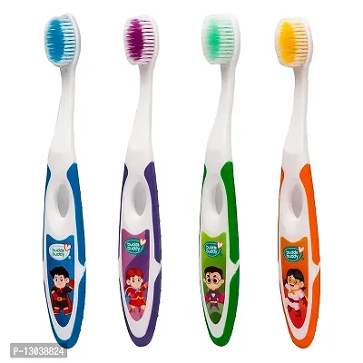 Buddsbuddy BPA Free Super Heros Cartoon Kids Soft Bristles Tooth brush 2yrs+, Multicolor (combo of 4)