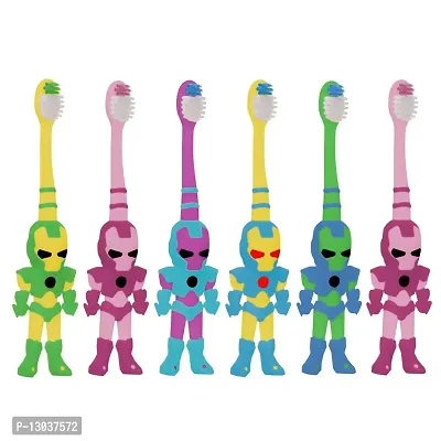 Buddsbuddy Combo of 6 Robo Kids Tooth Brush BB3013, 6 Pcs, Multi Color