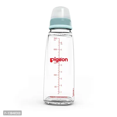 Pigeon Glass Feeding 240ml Bottle with Add Nipple, Medium, Pale Blue