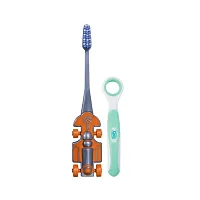 Buddsbuddy Racer Kids Toothbrush, Soft Bristles for 2+ Years and Silicone Tongue Cleaner (Pack of 2, Multicolor)-thumb1