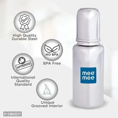 Mee Mee Premium Steel Feeding Bottle, Silver, 240 ml-thumb2