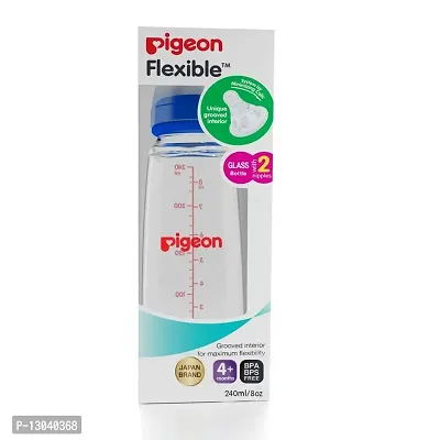 Pigeon Glass Feeding 240ml Bottle with Add Nipple, Medium, Pale Blue-thumb2