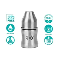 Buddsbuddy Magnum Stainless Steel 2 in 1 Wide Neck Baby Feeding Bottle with Extra Spout Sipper (250ml)-thumb1