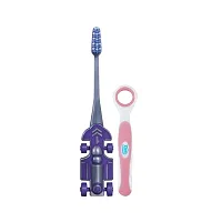 Buddsbuddy Racer Kids Toothbrush, Soft Bristles for 2+ Years and Silicone Tongue Cleaner (Pack of 2, Multicolor)-thumb2