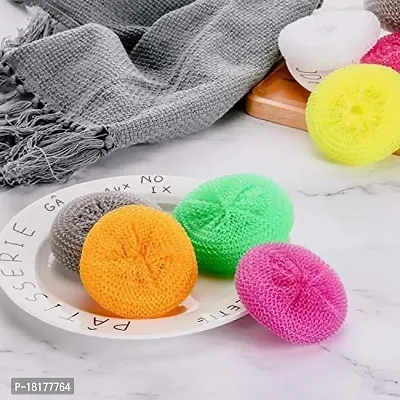 Round Nylon Plastic Scrubber, Bartan Juna, Dish Wash And For Utensils - Assorted Colours ,Large -Pack Of 6