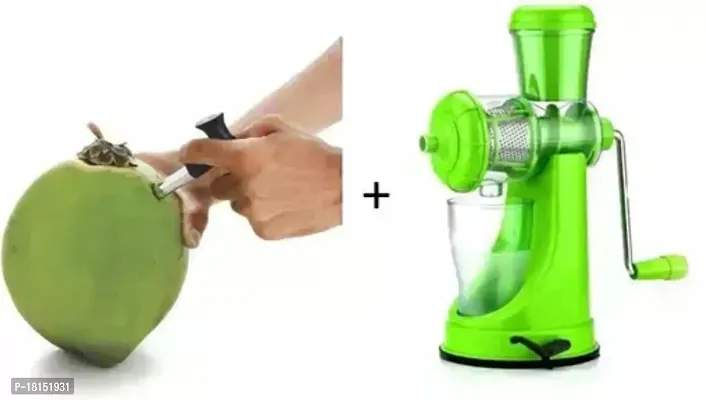 Classic Combo Pack Of Coconut Opener Straight Peeler And Plastic Hand Juicer For Fruits And Vegetables