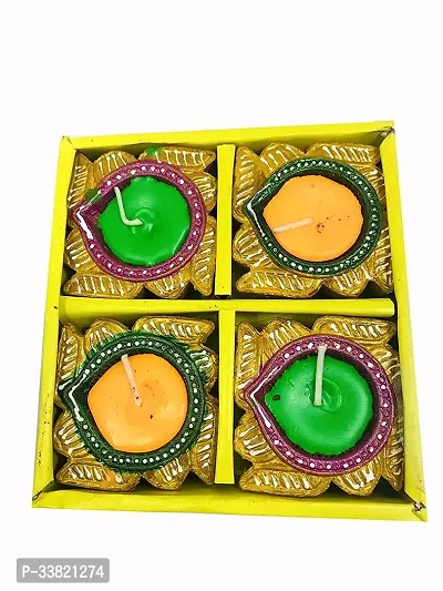 Decorative Swastik Shape Clay Mitti Diya Set For Diwali Decoration -4 Pieces-thumb0