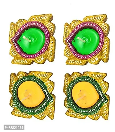 Decorative Swastik Shape Clay Mitti Diya Set For Diwali Decoration -4 Pieces-thumb3