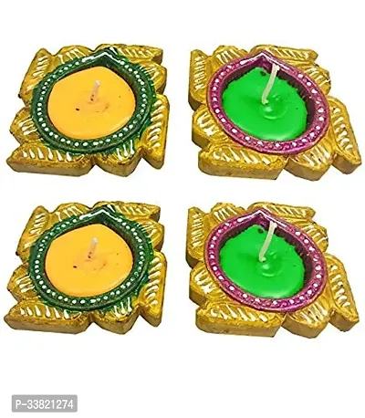 Decorative Swastik Shape Clay Mitti Diya Set For Diwali Decoration -4 Pieces-thumb2