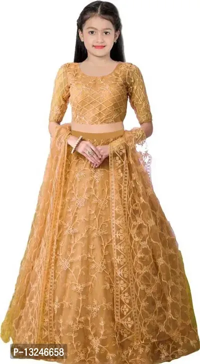 Alluring Cream Net Embroidered Lehenga with Choli And Dupatta Set For Women