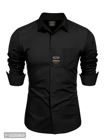 Stylish Black Cotton Solid Shirt For Men-thumb0