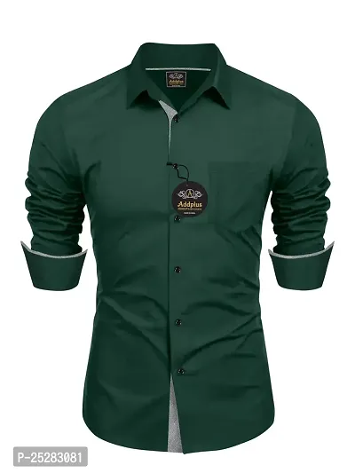 Stylish Green Cotton Solid Shirt For Men