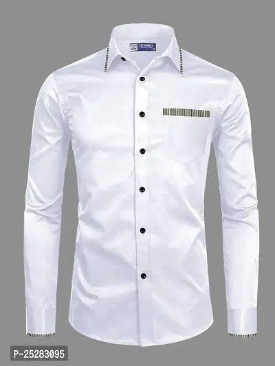 Stylish White Cotton Solid Shirt For Men