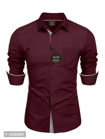 Stylish Maroon Cotton Solid Shirt For Men-thumb0